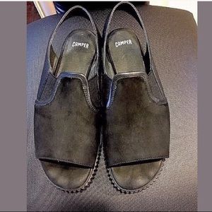 Camper Women's Black Suede Open-Toe Slingback Sandals